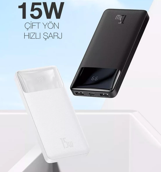Baseus 15W 10000mAh Ultra Hızlı Taşınabilir Powerbank, Dijital LED Göstergeli,Ultra İnce ve Minimal - 7