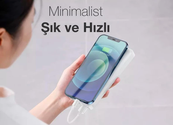Baseus 15W 10000mAh Ultra Hızlı Taşınabilir Powerbank, Dijital LED Göstergeli,Ultra İnce ve Minimal - 5
