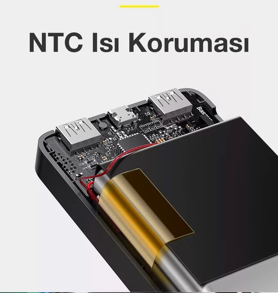 Baseus 15W 10000mAh Ultra Hızlı Taşınabilir Powerbank, Dijital LED Göstergeli,Ultra İnce ve Minimal - 9