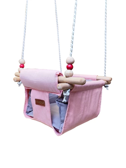 Ahşap Salıncak Bebek ve Çocuk Salıncağı Hamak Beşik Pembe Açık Mavi Model