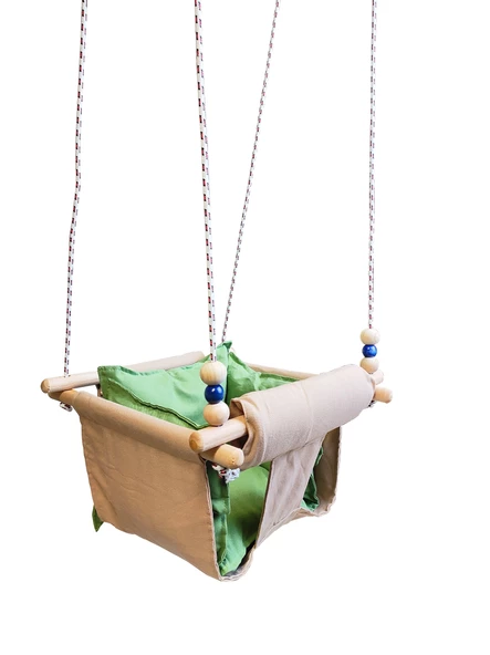 Ahşap Salıncak Bebek ve Çocuk Salıncağı Hamak Beşik Açık Kahverengi Yeşil Model - 2