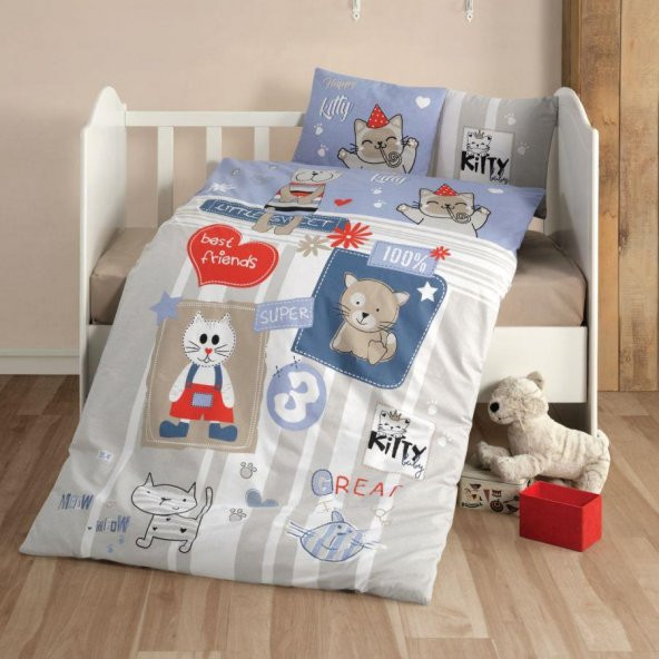 Clasy Bebek Nevresim Takımı Kitty v1 Mavi