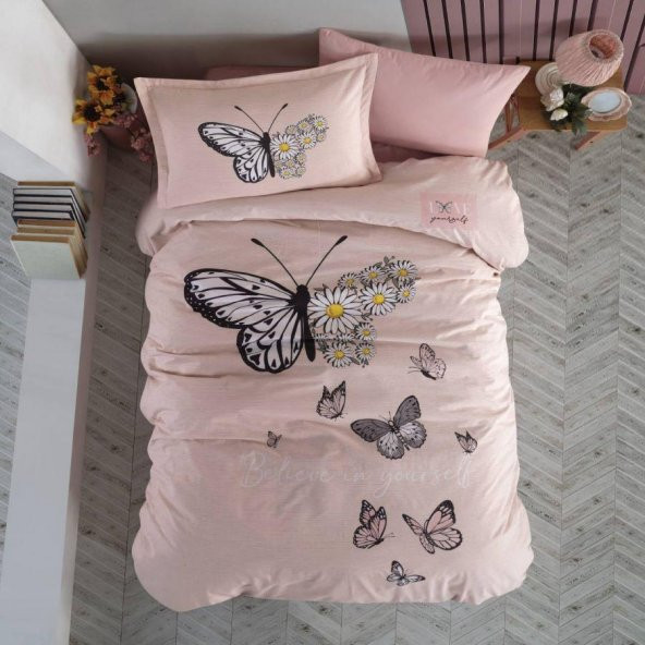 Clasy Genç Ranforce Tek Kişilik Nevresim Takımı Daisy Love v2 Somon - Resim 2