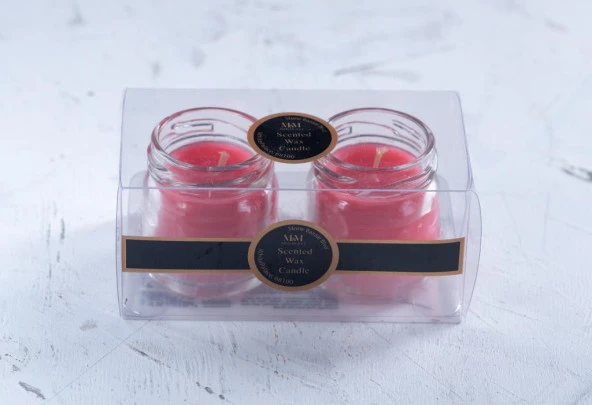 Missmolee 2 li Cam Kavanoz Kokulu Mum Pembe 5x3,5cm MS0185 - 2