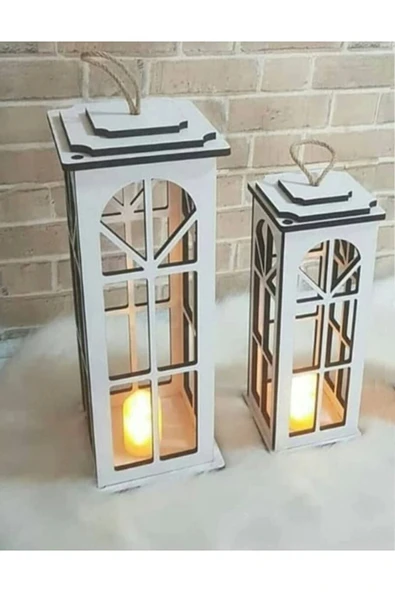 adımshops Dekoratif Fener 2'li-beyaz