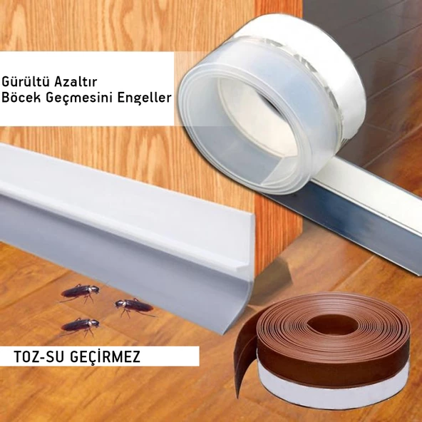 Contacall Kapı Pencere Yalıtım Şeridi Yapışkanlı Rüzgar Böcek Engelleyici Kahve 5 Metre Uzunluk Kahve Renk - 2