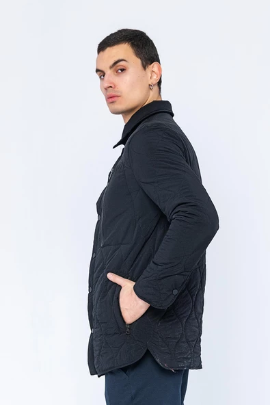 Erkek Regular Fit Çok Cepli Yırtmaç Kol Kapitoneli Astarlı Baharlık İnce Kısa Mont - 5