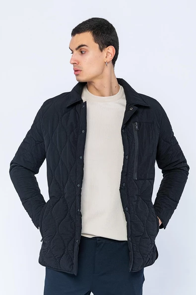 Erkek Regular Fit Çok Cepli Yırtmaç Kol Kapitoneli Astarlı Baharlık İnce Kısa Mont - 3