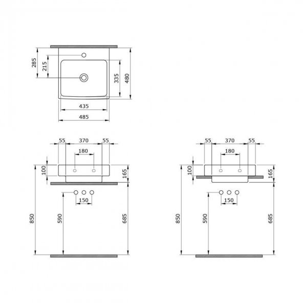 Bocchi Scala TezgahÜstü Lavabo 48x48 Parlak Beyaz 1076-001-0126 - 2