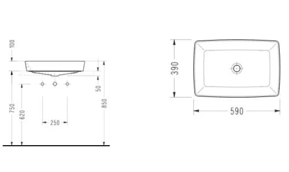 Serel Rita 39x59 cm Tezgah Üstü Çanak Lavabo-Mat Siyah RT47DXL050H - 2