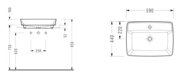 Serel Rita 44x59 cm Tezgah Üstü Çanak Lavabo-Mat Siyah RT30TXL050H - Resim 2