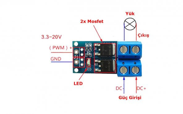 15A 400W Pwm Kontrollü Mosfet Anahtarlama Kartı Dual Mosfet - 2