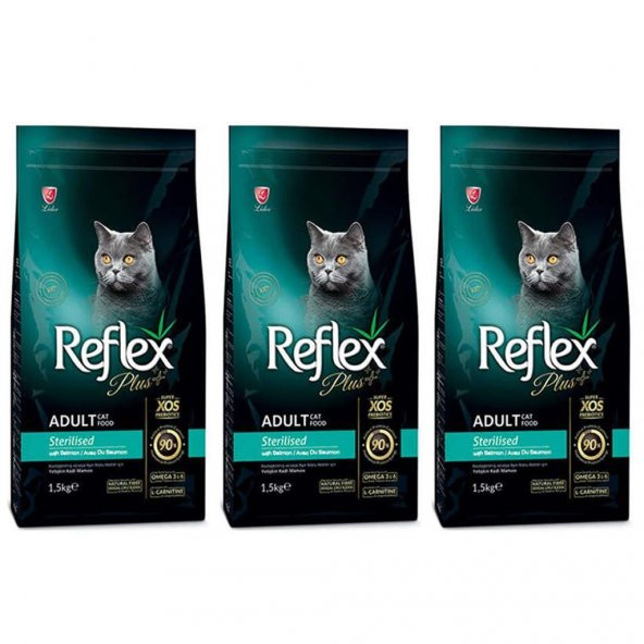 Reflex Plus Somonlu Kısırlaştırılmış Kedi Maması 1,5 Kg 3'Lü Set - 2