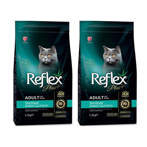 Reflex Plus Somonlu Kısırlaştırılmış Kedi Maması 1.5 Kg 2Lİ SET
