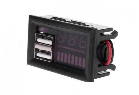 Kırmızı Led Ekran Dijital Voltmetre Usb 5V 2A Çıkışlı DC12V - Resim 2