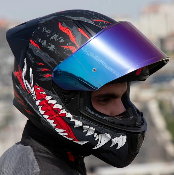 LS2 Rapıd 2 Race Kaıju Fullface Motosiklet Kaskı Gökkuşağı Camlı - 2