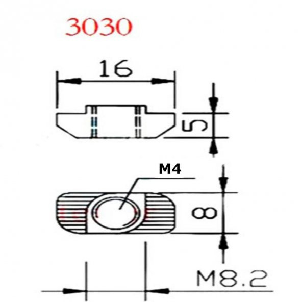 8 Kanal Sigma Profil Somun 100 Adet (M4 Tırtıklı Somun) - Resim 3