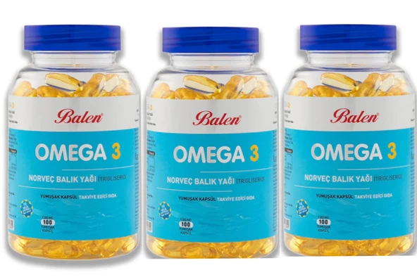 BALEN OMEGA 3 NORVEÇ BALIK YAĞI  YUM.KAP. 1380MG*100 3 ADET