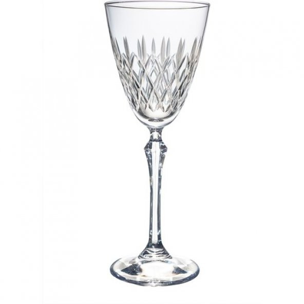 Kcd Delux Sade Kesme El Dekor Yaldızlı Desenli Cam 6 Adet Ayaklı Bardak Kadeh - Resim 2