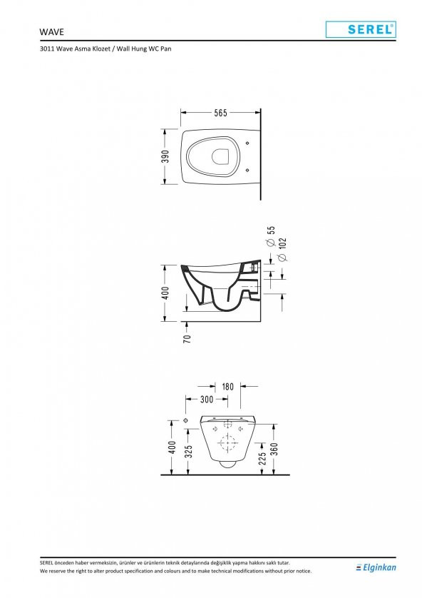Serel Wave 39x57 cm Asma Klozet 3011ADS110H - 2