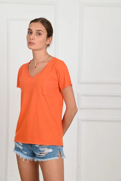 Kadın Basic Cepli Tshirt 8328 - 11