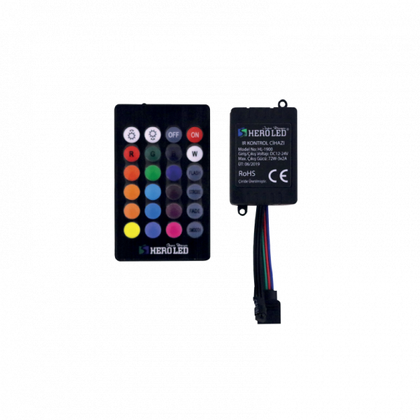 6 Amper RGB Şerit Led Kumanda Kontrol 12 Volt (16 Renk Çeşidi)-(1 Yıl Garanti)