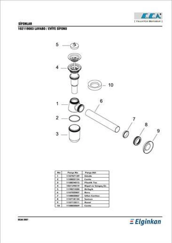 Eca Plastik Taslı Lavabo/Eviye Mutfak Sifonu 102119003 - 3
