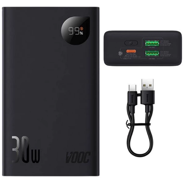 Baseus Premium 30W 20000mAh Dijital Göstergeli Taşınabilir Powerbank, Super Vooc Hızlı Powerbank