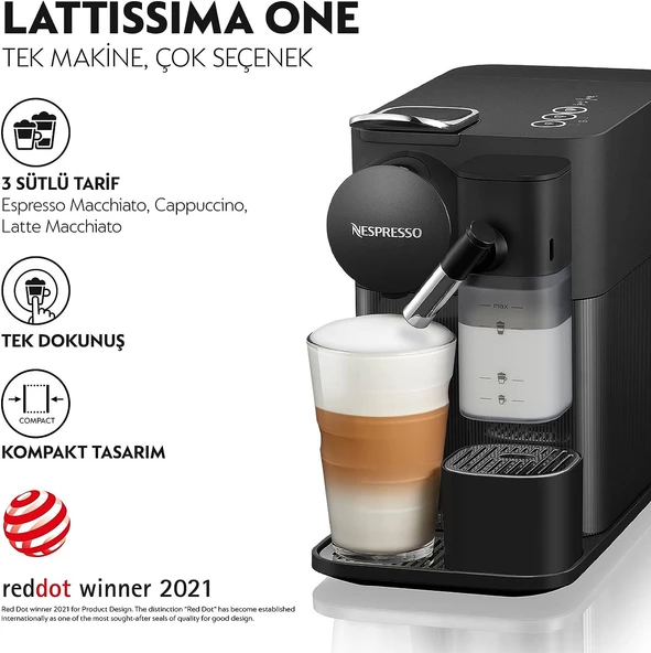 Nespresso F121 Latissima One Süt Çözümlü Kahve Makinesi, Siyah - 2