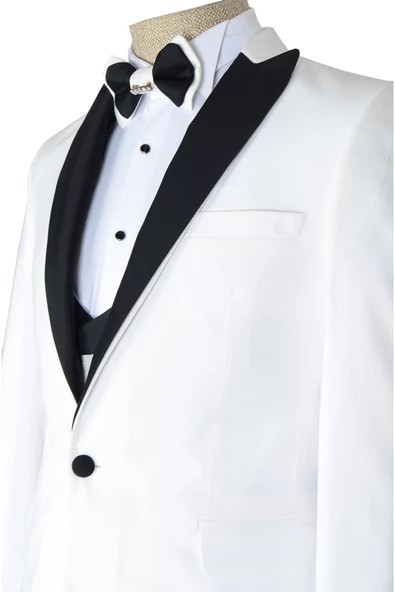 Cengiz İnler Armürlü Kırlangıç Yaka Tek Düğme Damatlık - 7