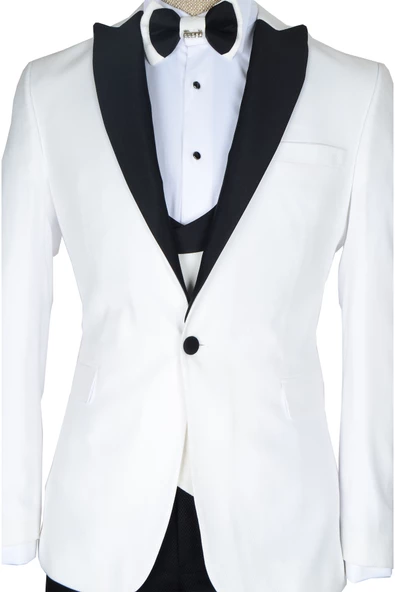 Cengiz İnler Armürlü Kırlangıç Yaka Tek Düğme Damatlık - 6