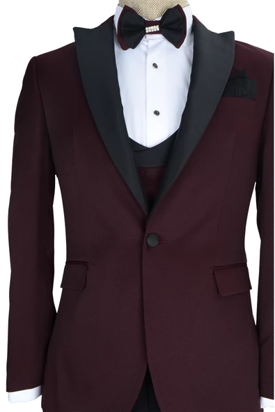 Cengiz İnler Armürlü Kırlangıç Yaka Tek Düğme Damatlık - 11