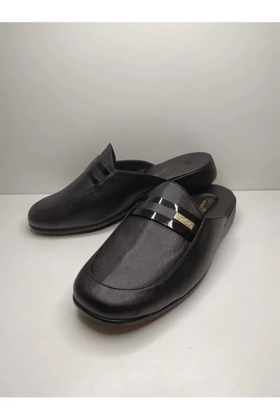 Pierre Cardin 291 Erkek Siyah Armalı Damat Çeyiz Deri Terlik - 2