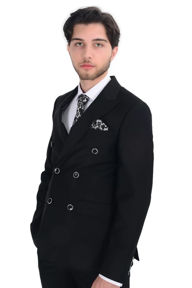 Cengiz İnler Düz Kruvaze Slim Fit Erkek Takım Elbise - 7