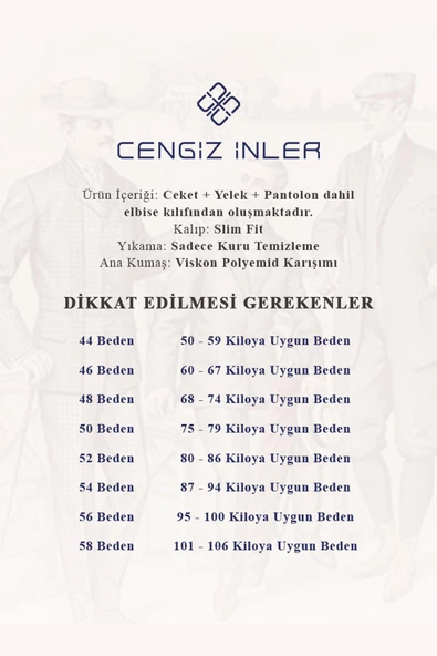 Cengiz İnler Noktalı Çizgili Kruvaze Slim Fit Erkek Takım Elbise - 5