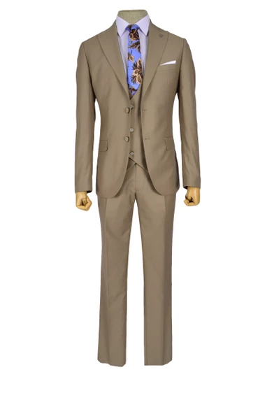 Cengiz İnler Düz Çift Düğme 6 Drop Yelekli Slim Fit Erkek Takım Elbise - 5