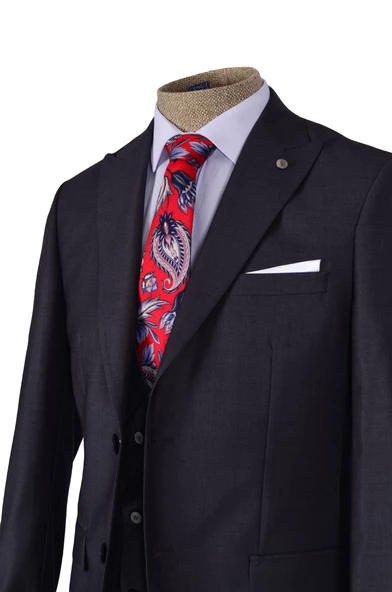 Cengiz İnler Düz Çift Düğme 6 Drop Yelekli Slim Fit Erkek Takım Elbise - 3