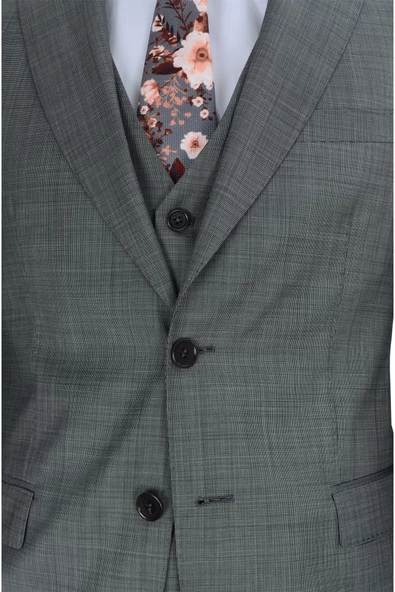 Cengiz İnler Filafil Çift Düğme 6 Drop Yelekli Slim Fit Erkek Takım Elbise - 4