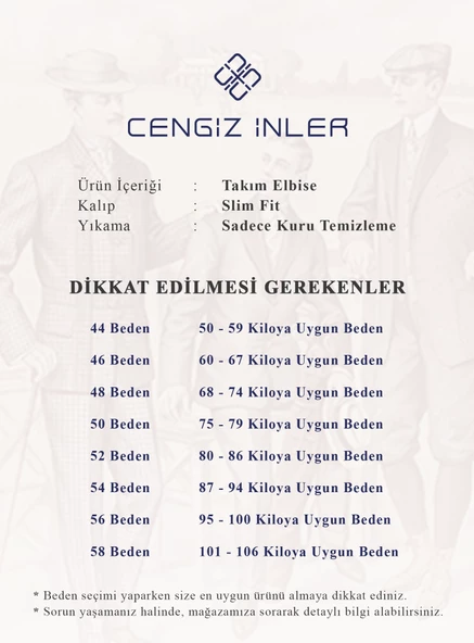 Cengiz İnler Filafil Çift Düğme 6 Drop Yelekli Slim Fit Erkek Takım Elbise