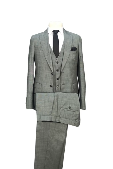 Cengiz İnler Filafil Çift Düğme 6 Drop Yelekli Slim Fit Erkek Takım Elbise - 5