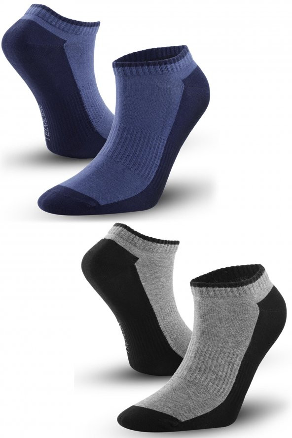 2 Çift Karışık Renk Marcher Dikişsiz Patik Çorap Spor Kısa Çift Renkli Kısa Konçlu Spor Çorabı 36-39
