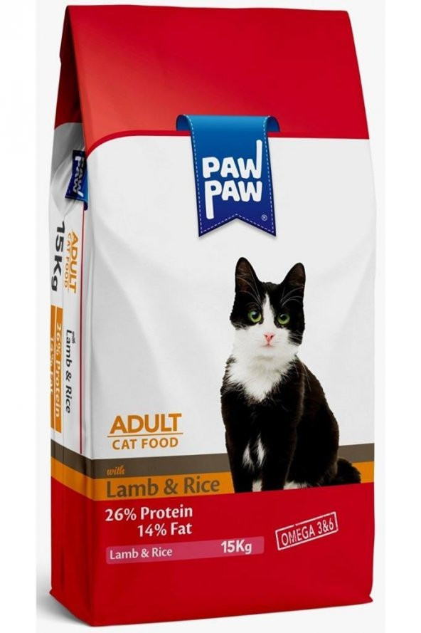 Paw Paw Kuzulu ve Pirinçli Yetişkin Kedi Maması 15 Kg