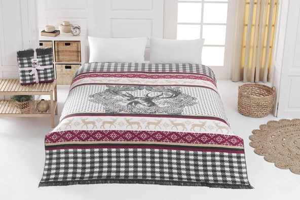 Dolce Bonita Home Çift Kişilik Pamuklu Çift Taraflı Battaniye 180x220 Adali