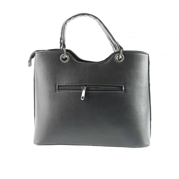 Siyah 3 Desenli (Timsah) Bayan Askılı El ve Omuz Çantası - 3