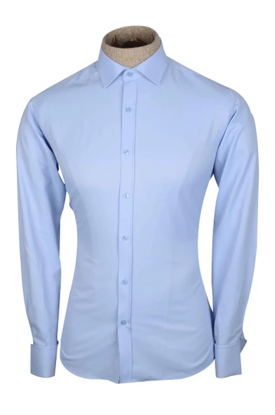 Cengiz İnler Kol Manşetli Standart Yaka Düz Slim Fit Erkek Pamuk Gömlek - 3