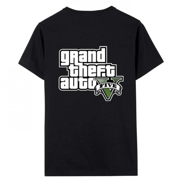 Gta 5 Baskılı T-Shirt - 10-11 (152) Yaş Beden - Siyah - Mood