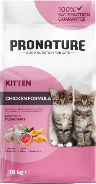 Pronature Tavuklu ve Pirinçli Yavru Kedi Maması 10 Kg