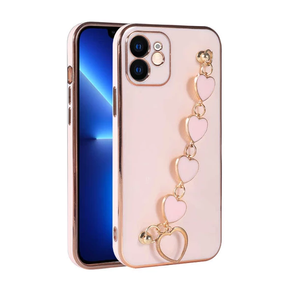 Apple iPhone 11 Kılıf Zore Kalbim Kapak Lyon Tech  Pembe