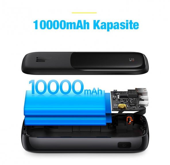 Baseus 20W 10000mAh İphone Lightning Şarj Kablolu Dijital Ekranlı Powerbank, Akım ve Isı Korumalı - 4