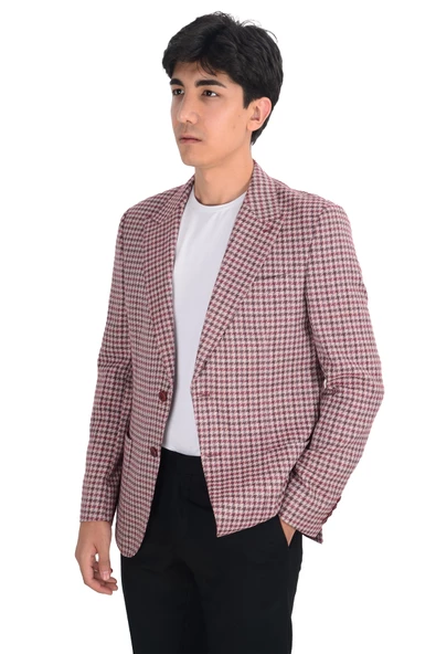 Cengiz İnler Kazayağı Kırçıl Desen Çift Düğme Kruvaze Slim Erkek Ceket - 3